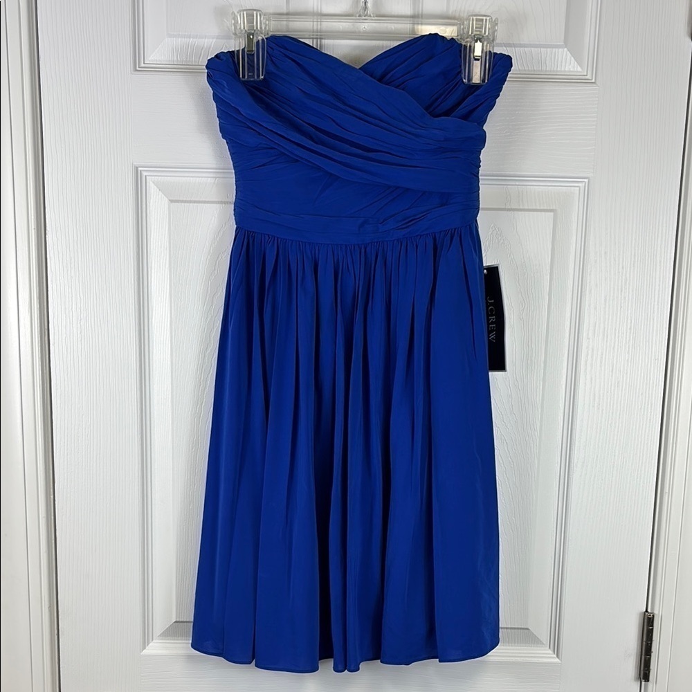 NWT J. Crew royal blue strapless dress sz 4